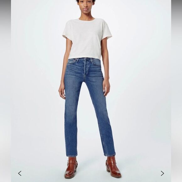 Re/Done Comfort Stretch High Rise Ankle Crop Jeans size 26, NWOT - Picture 1 of 11